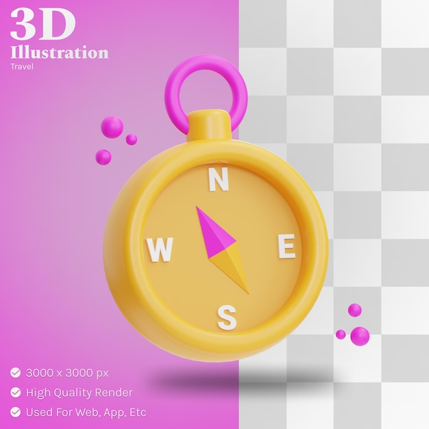 Compass illustration 3d