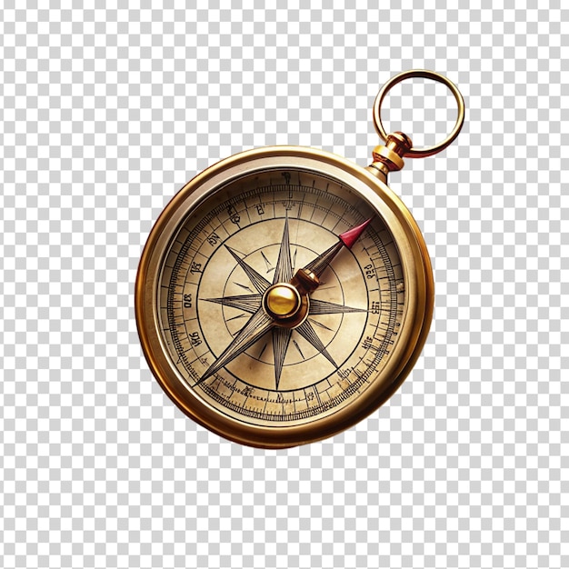 A compass on a piece of paper on transparent background