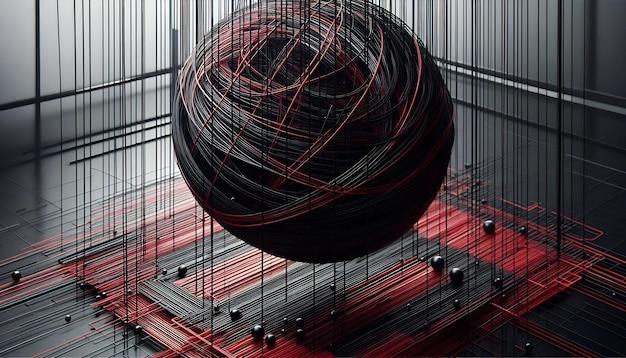 Complex 3d grid sphere on a dark background