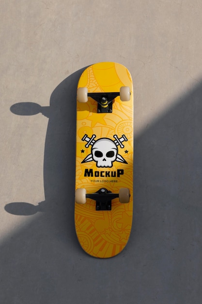 Composition with mock-up skateboard