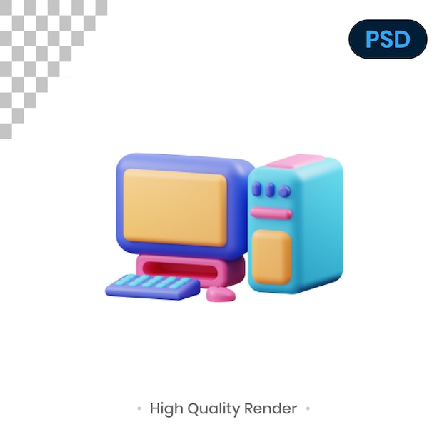 Computer 3D Render Illustration Premium Psd