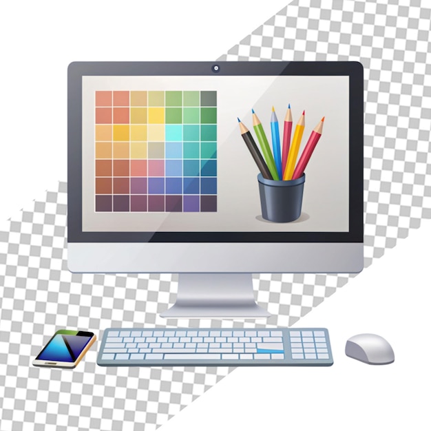 PSD computer display with illustration design program concept