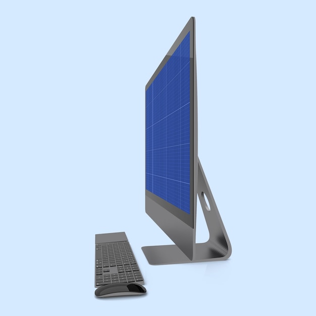 PSD a computer monitor with a blue screen that says  dell  on the screen