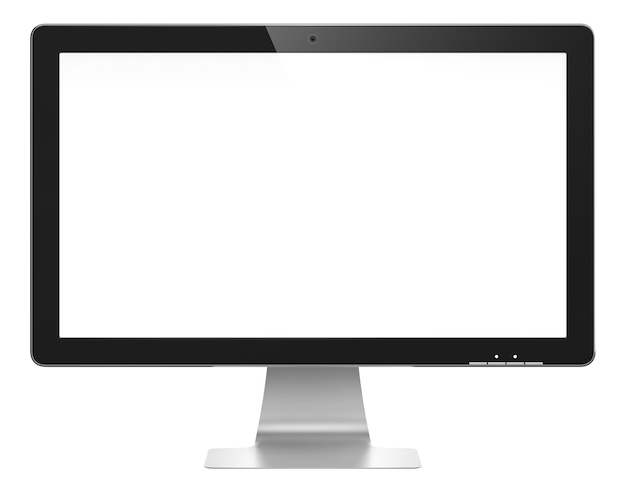 PSD computer monitor with white blank screen isolated on transparent background