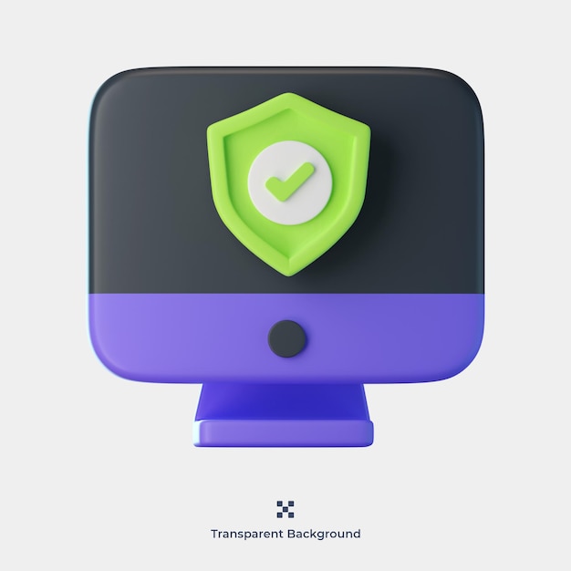 Computer protection 3d icon illustration