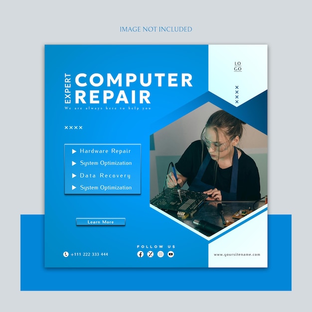 PSD computer repair instagram post template