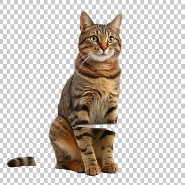 computer savvy cat sitting on a chair captivating on transparent background