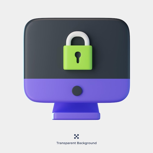 Computer security 3d icon illustration