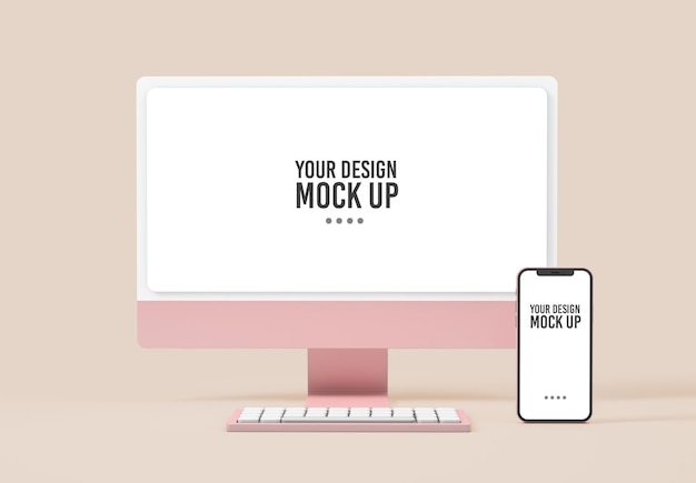 Computer and smartphone mockup