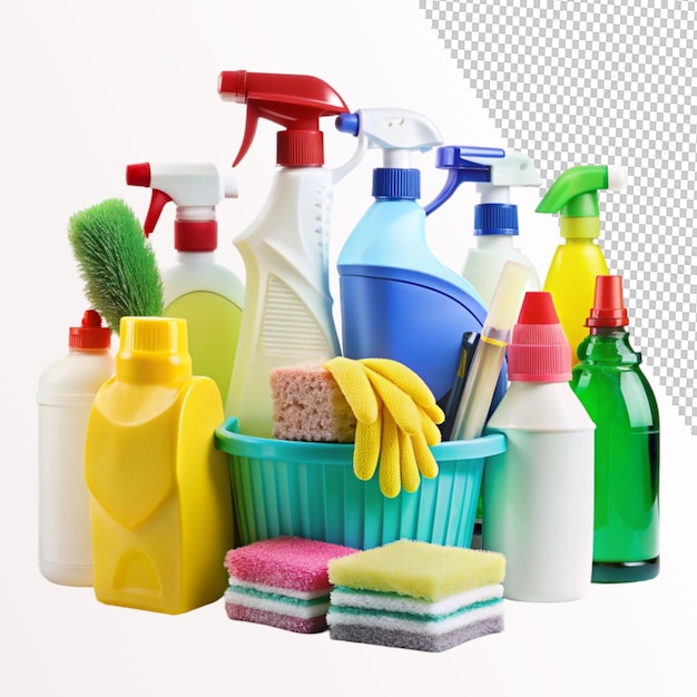 PSD concept of cleaning products or household cleaners on transparent background