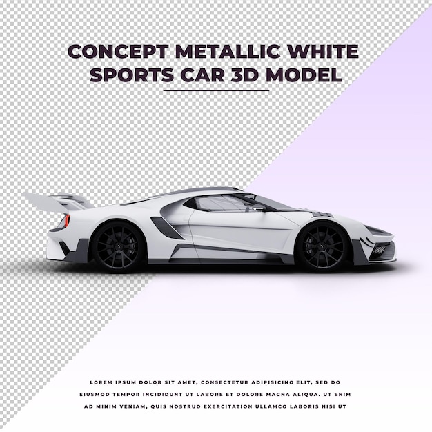 Concept Metallic White Sports Car