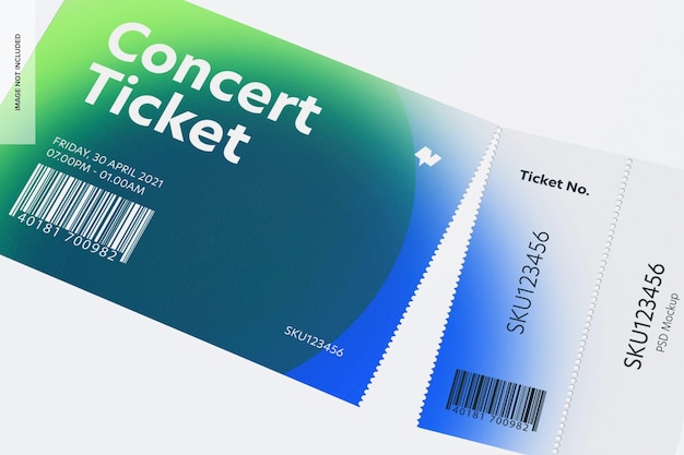 Concert Ticket Mockup, Close Up