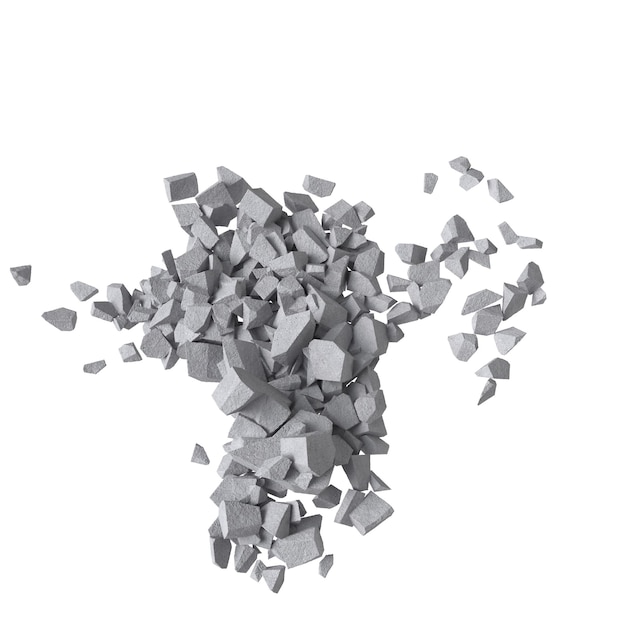 Concrete debris isolated transparent background 3d rendering