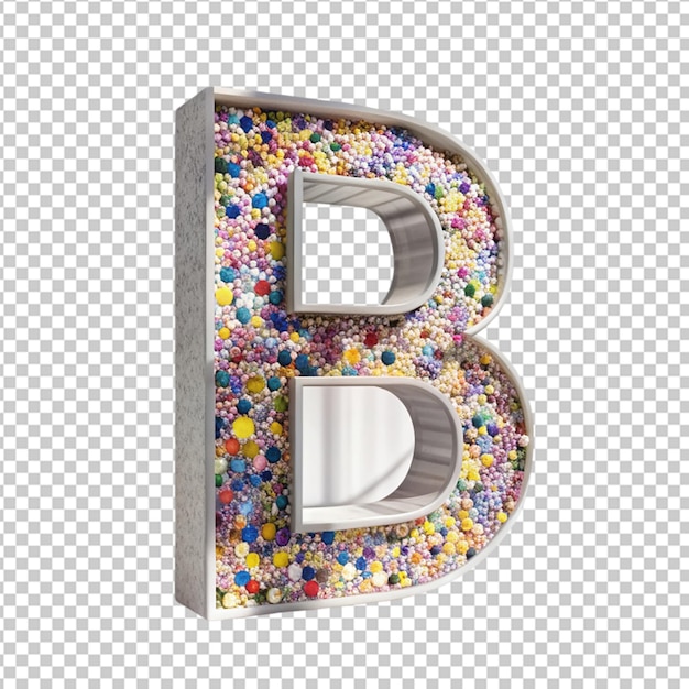 PSD concrete neon light alphabet b on transparent