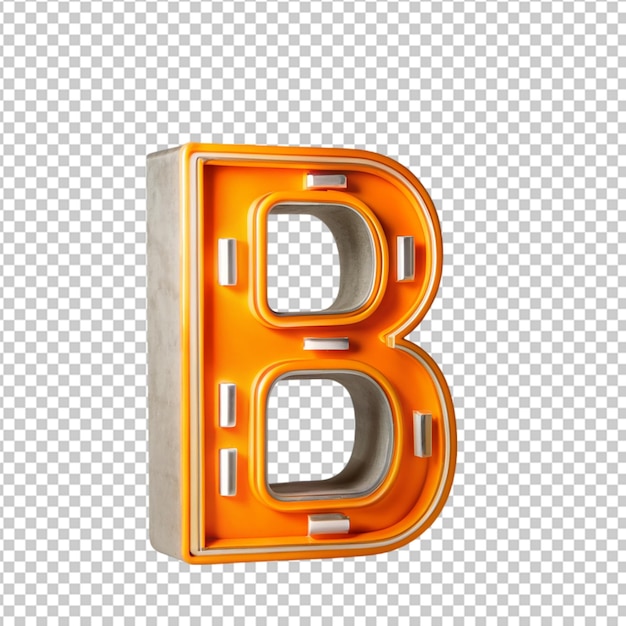 PSD concrete neon light alphabet b on transparent