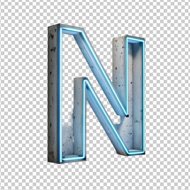 PSD concrete neon light alphabet n