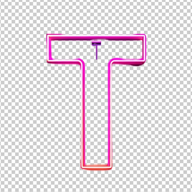 PSD concrete neon light alphabet t