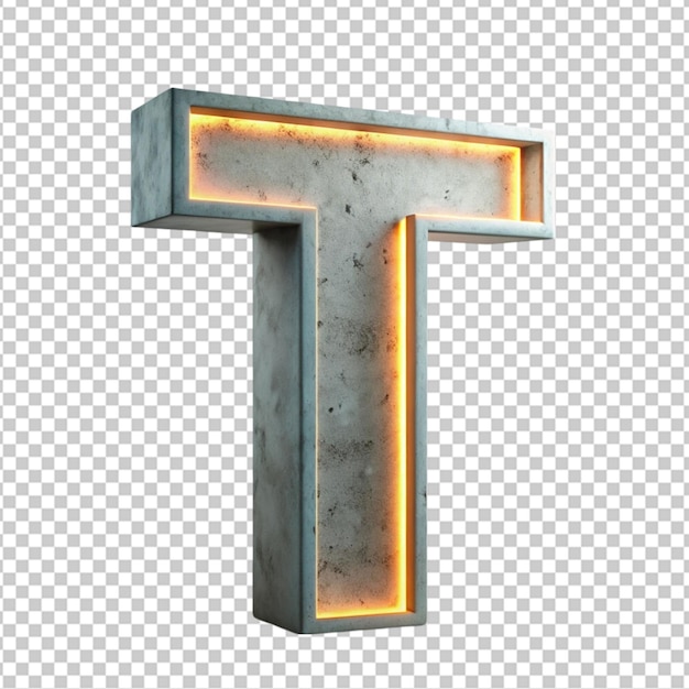 PSD concrete neon light alphabet t