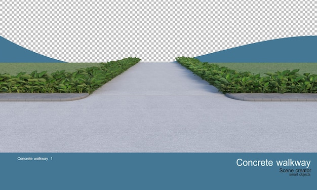 PSD concrete walkways and a wide variety of shrubs