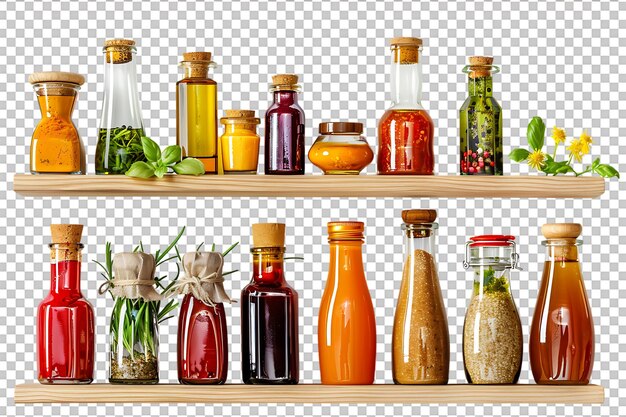 PSD condiments shelf isolated against a transparent background