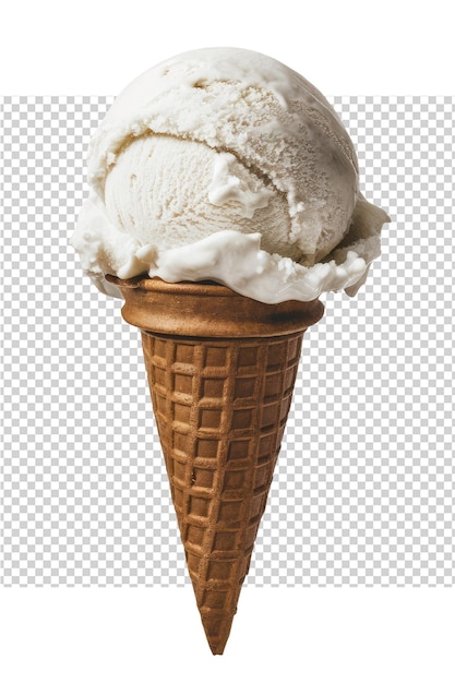 PSD a cone of ice cream is shown on a white background