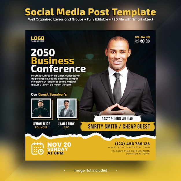 Conference live Streaming and corporate social media post web banner template