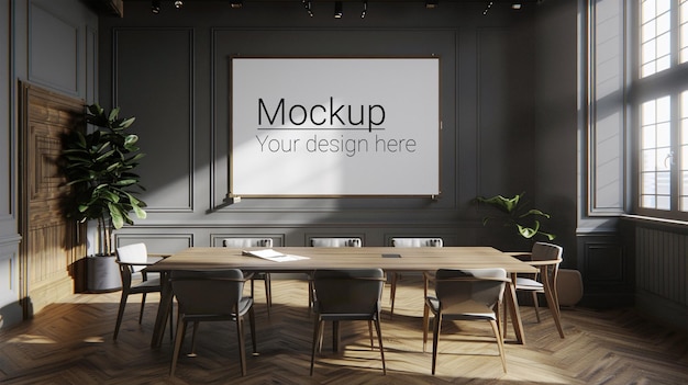 Conference Room Display Mockup Customizable Screen in a Modern Office Setting