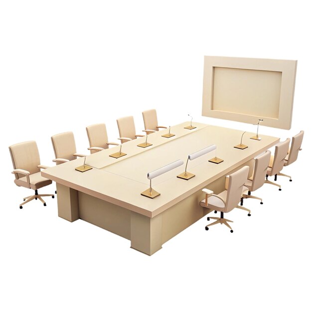 a conference room with a large wooden table and chairs