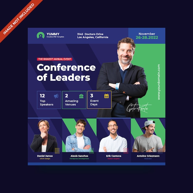 Conference square flyer template