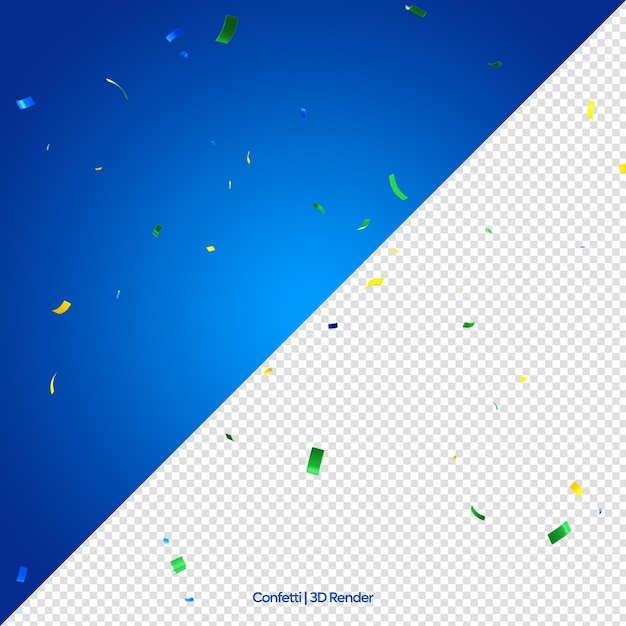 Confetti 3D Render isolated for composition