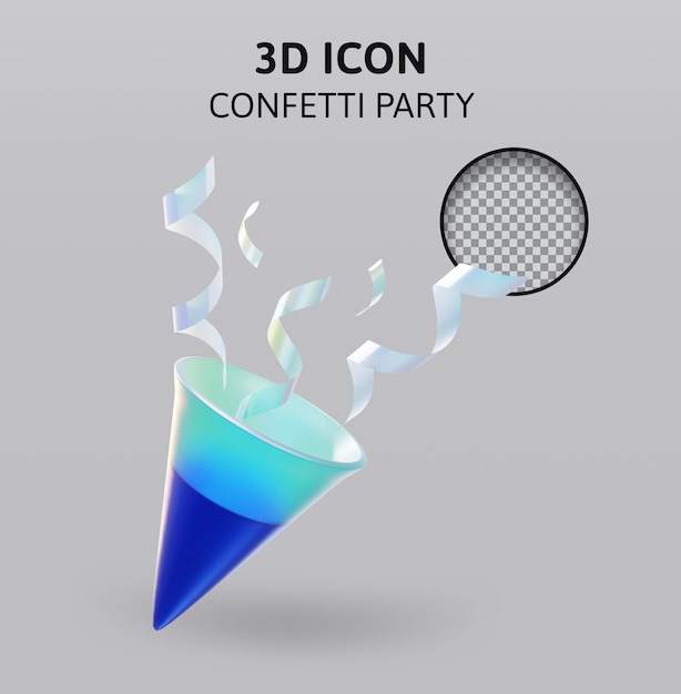 Confetti party 3d rendering illustration