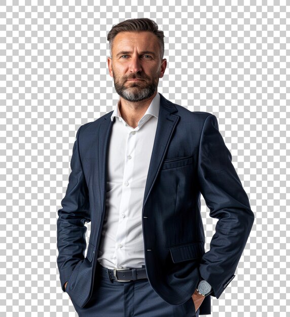 PSD confident businessman in a suit isolated on transparent background