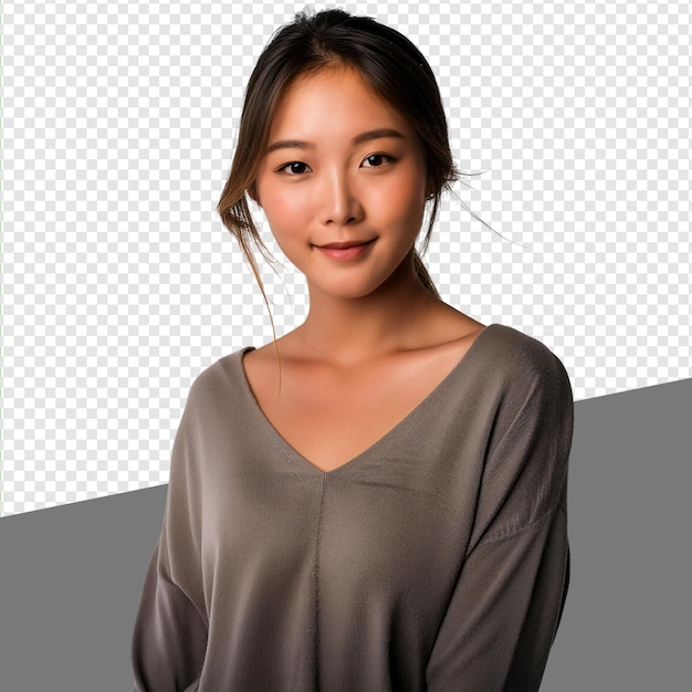 PSD confident female model headshot transparent background png