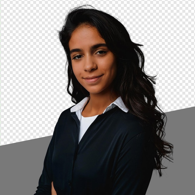 PSD confident female model headshot transparent background png