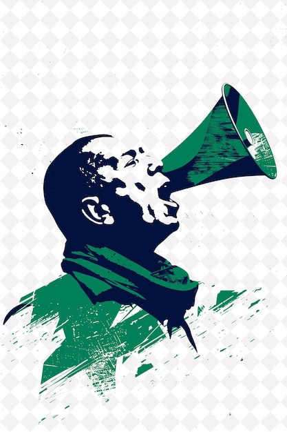 PSD confident presidential candidate portrait with a megaphone w flat illustration election campaign