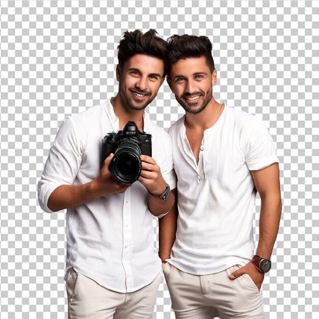 Confident professional photographer having DSLR camera taking picture African American photography enthusiast taking photo while standing on blue background