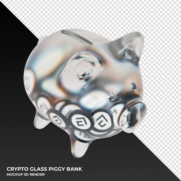 Conflux CFX glass piggy bank with crypto coins 3d illustration