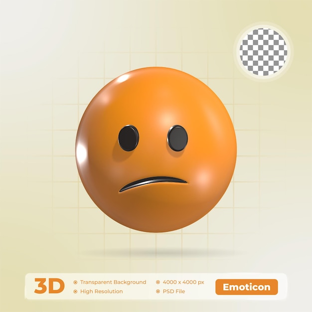 Confused Face 3D Emoticon Icon