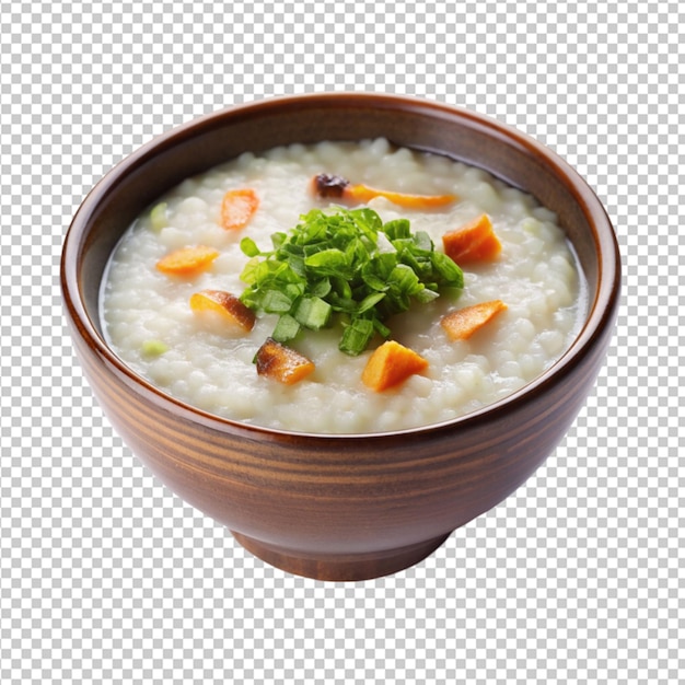 congee on white bowl on on transparent background