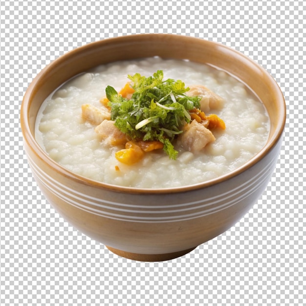 congee on white bowl on on transparent background