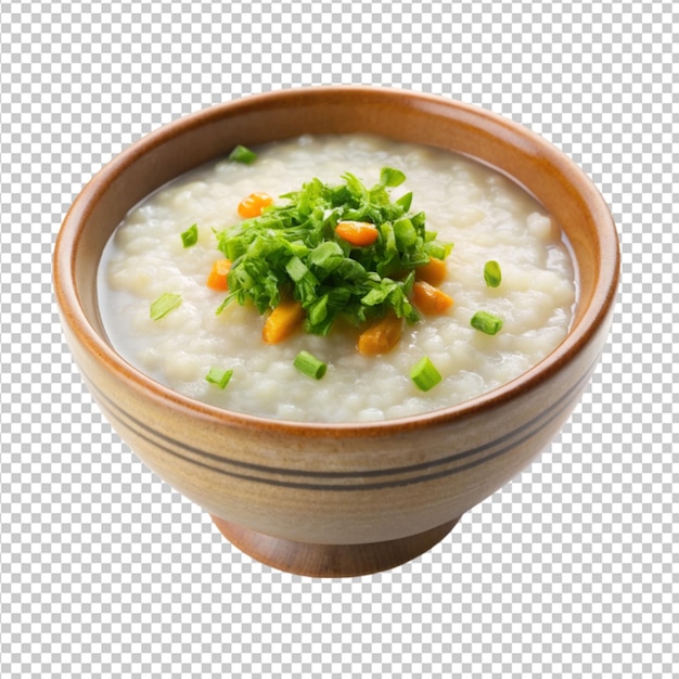 congee on white bowl on on transparent background