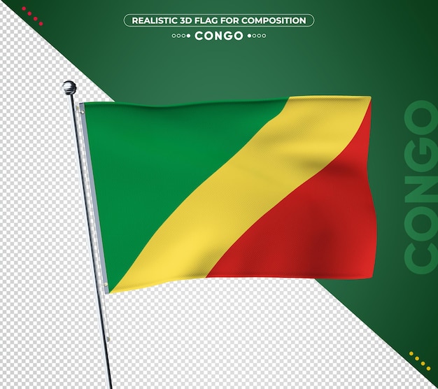 Congo flag with realistic texture