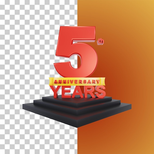 Congratulation Five Year Anniversary 3d Rendering