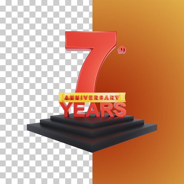 Congratulation Seven Year Anniversary 3d Rendering