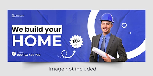 Construction agency social media cover template