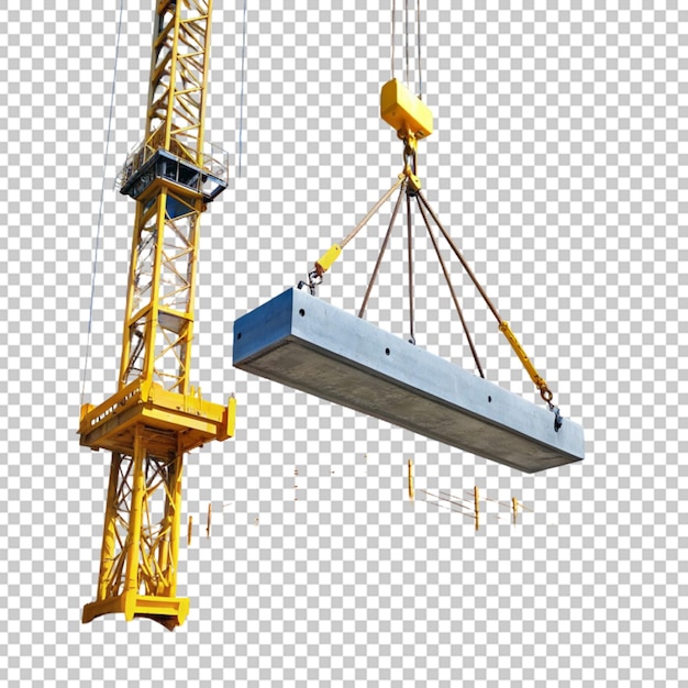 construction crane hook lifting concrete slab