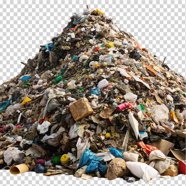 PSD construction garbage pile closeup isolated on transparent background