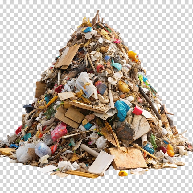 PSD construction garbage pile closeup isolated on transparent background