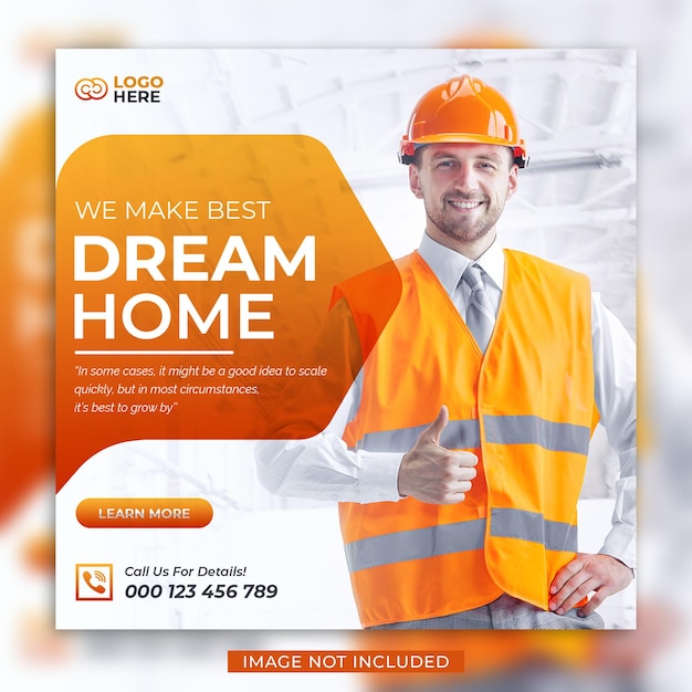 Construction handyman home repair and Real estate social media banner template