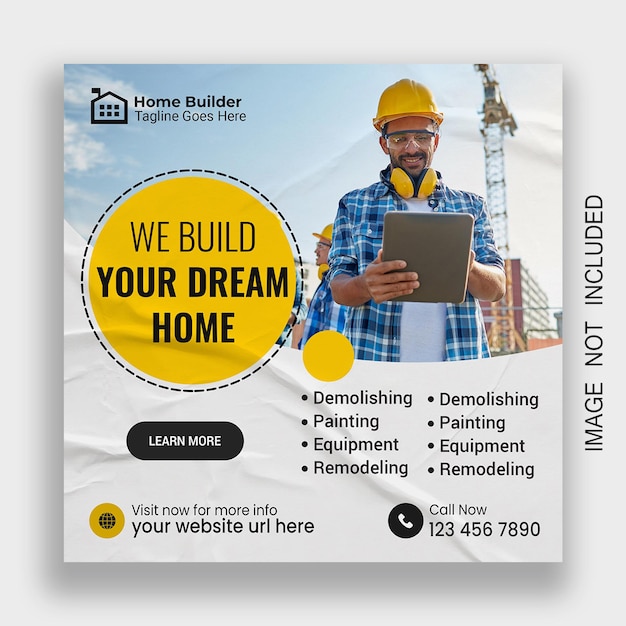 Construction handyman plumber architecture social media post template